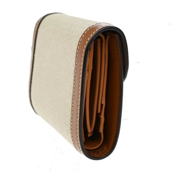 CELINE Triomphe Small Trifold Wallet Purse Canvas Leather Brown BE GHW 87RL411 - Picture 3 of 12